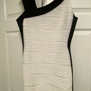 Joseph Ribkoff One Shoulder Black and White Dress